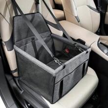 Portable Pet Car Seat For Small To Medium Dogs And Cats, Easy Assembly, Foldable Travel Carrier With Removable Safety Strap And PVC Support, Anti-Collapse, Deep Gray