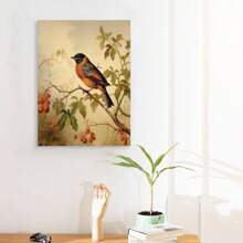 Framed Robin Poster Art Print Retro Vintage Bird Wall Art Poster Decor Nature, Avian Wall Decor Bird Themed. Vintage Inspired Bird Decor - Framed - View 2