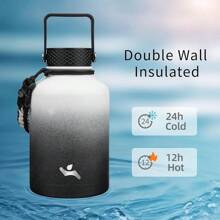 Gallon Insulated Water Bottle With Straw,128 Oz 3 Lids Water Jug With Carrying Bag,Paracord Handle, Double Wall Vacuum Stainless Steel Metal Flask,Forest Green