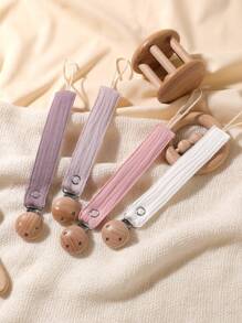 4-Pack Pacifier Clips, Fashion Pacifier Leash And 3-Hole Wooden Pacifier Holder, Suitable As Baby Boy/Girl Gift For Daily Use - Multicolor - View 10