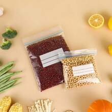 双拉链可重复使用食品储存袋、防漏冰箱保鲜袋、水果蔬菜冷冻袋、午餐三明治袋、肉类和蔬菜袋、密封袋、隔间袋、厨房用品、户外、露营用 - 彩色 - 查看 3