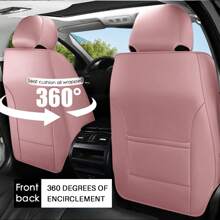 Pink Nappa Luxury Leather Car 5 Seat Covers Full Set Front Rear Solid Split Bench Cushion Protector Fit For Most Cars SUV Truck Sedan - Tất cả màu hồng - Xem 3