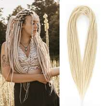 Extensiones de rastas de 24 pulgadas con 10 hebras, rectas, delgadas de 0,6 cm, sintéticas hechas a mano, pelo reggae peinado para , suaves, para estilo hip-hop
