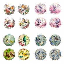 4 件/套鸟类系列 - 彩色鸟类图案主题 - 彩色印刷木制耐热杯垫，适合感恩节、圣诞节、万圣节装饰、礼物和节日派对