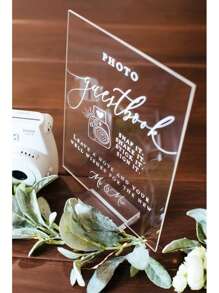 1pc Photo Guestbook Snap It Shake It Stick It Sign It Acrylic Wedding Sign, Leave A Note & Well Wishes Photo Booth Station Guest Book Lucite