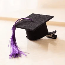 2 个迷你毕业帽发夹和复古风格优雅博士帽配饰，用作毕业装扮照片的道具