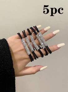 Women Rhinestone Decor Glamorous Hair Tie For Hair Decoration Party Ponytail Holders Hair Elastics Hair Rubber Bands Scrunchies Hair Rope Elastic Hair Tie