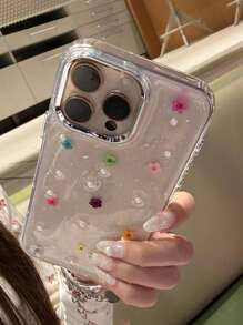 1 件奢华闪亮珍珠干花闪光透明手机壳适用于 iPhone 16 15 14 13 12 11 Pro Max Plus 柔软硅胶后盖