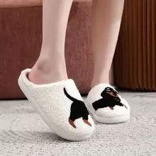 Women's Casual Thermal Lined Slippers With Strawberry Embroidery, Fashion House Slippers For Autumn/Winter