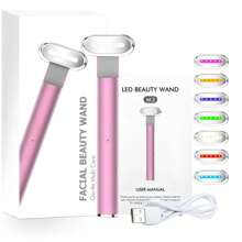 Máy làm đẹp LED 7 trong 1, Thiết bị làm đẹp mặt và cổ, Máy mát xa mặt và mắt trẻ hóa màu đỏ và xanh, Dụng cụ làm đẹp mắt, Máy mát xa cầm tay rung sưởi ấm, Xoay 360°, Quà tặng ngày lễ - Thiết bị làm đẹp mắt - Xem 3