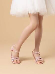 Girls Sandals Low Heel Ankle Strap Open Toe Sandals Wedding Party Bridesmaid For Little Kid/Big Kid - Rose Gold - View 2