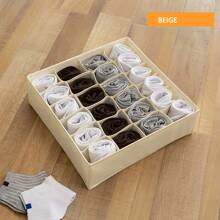Foldable Fabric Grid Storage Box, Underwear Organizer Container For Socks, Bras, Panties, Closet Drawer Divider