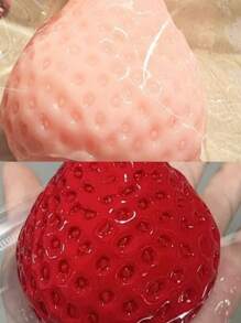 Juguete apretable de fresa grande brillante, Juguete de descompresión hecho a mano de textura similar al silicón de alta calidad, Nueva fresa transparente rosa con cobertura de crema
