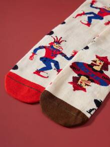 3 双女士时尚创意扑克袜，节日派对礼品袜，春夏季趣味袜，休闲艺术风格袜子，适合女性节日穿着 - 彩色 - 查看 8