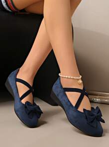 Femmes Plates compensées à enfiler élastiques, Mocassins compensés décontractés , Chaussures compensées d'infirmière, Chaussures pour mamans - bleu indigo - Voir 5