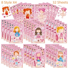 8/16/24/32pcs Children Face Stickers, 8 Different Cartoon Crown Patterns, Girls Theme Design, Suitable For Children's Birthday Party Gifts And Craft Activities - Multicolor - View 17