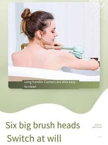 Multi-Functional Electric Shower Brush - 6 Replaceable Heads & 3 Modes, Soft Bristles & Silicone Tips For Deep Exfoliation & Gentle Massage, Waterproof For Home Bath & Massage, Perfect Gift For Her - Màu xanh Bạc hà - Xem 11