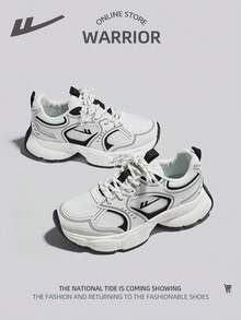 WARRIOR زوج من الأحذية الرياضية النسائية الخفيفة التنفس قابلة للربط بسبا سميك، قاعدة ناعمة، أحذية رياضية خارجية كاجوال منخفضة الأعلى - الأسود - مشاهدة 5