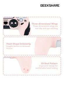 GeekShare 4pcs Skull & Demon Silicone Controller Grip Covers, With 2 Thumb Grip Caps And 1 Sticker - hồng - Xem 5