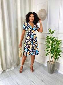 Flared Dress With Belt Midi Evangelical Fashion - 黑色 - 查看 3