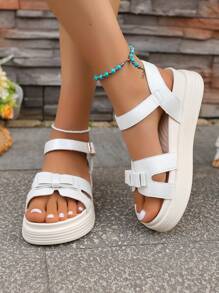 Women's Fashion Thick-Sole Sandals With Bowknot Design