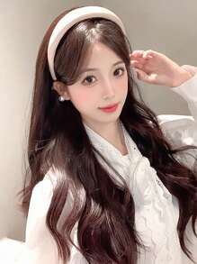 30 Inch Long Body Wave Headband Hair Piece Natural Looking Black Brown For Women Natural Wigs