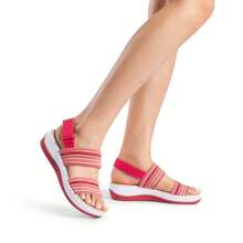 Women Low Wedge Walking Sandals 1.5-Inch Wedge Heel Lightweight Soft Footbed Flat Sandals Comfortable Indoor Outdoor EVA Outsole Shoes - Đỏ - Xem 3