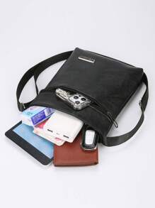 Men's PU Leather Crossbody Bag, Fashionable Brand Minimalist Small Square Shoulder Bag For Daily Business Sling Bag - Multicolor - View 8