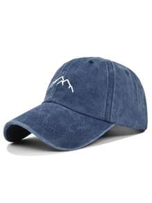 Unisex Plain Washed Embroidered Mountain Peak Vintage Baseball Cap, Suitable For Daily, Couples, Vacation Outfit - H25-042 - View 9