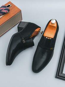 Pointed Toe Loafers For Men, Thin Casual Slip-On Oxford Shoes, Versatile Classic British Style Formal Dress Wedding Party Office Shoes, 2025 New Arrivals - Black - View 4