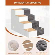 Dog Stairs For Small Canines, 18'' 4-Step Pet Steps For Tall Beds And Sofas, Dog Ramps With Non-Slip Base And High-Density Foam For Indoor And Outdoor Use, Grey - 4-step (24'' X 15'' X 18'') - View 2