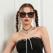 Gafas de sol retro personalizadas, resistentes a los rayos UV y a los rayos azules para mujer - Negro - Ver 1