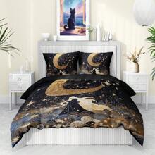 3-Piece Set (1 Duvet Cover + 2 Pillowcases, No Filling), Creative Retro God Design, Zodiac Element Digital Print Bedding Set That Is Soft, Warm, Skin-Friendly, And Breathable For All Seasons.