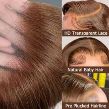 CEXXY Perruques Bob Chocolat 180% 13X4 HD Perruques Frontales en Dentelle Transparente Cheveux Humains 100% Cheveux Humains Pour Femme Perruque Pré-Plumée