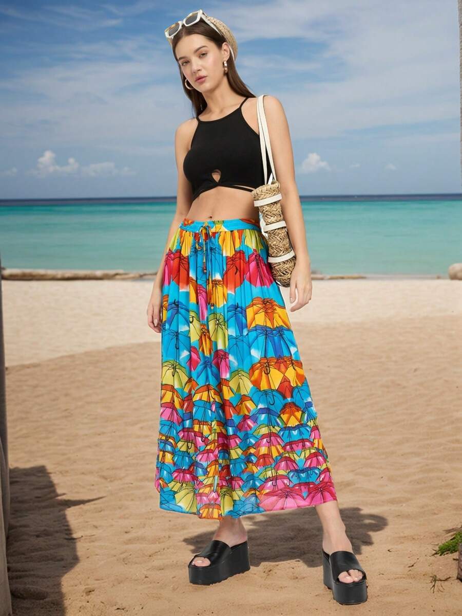 Gypsie Blu Women Summer Skirt For Casual Daily Cocktail Party Beach Dating Holidays - 彩色 - 查看 1