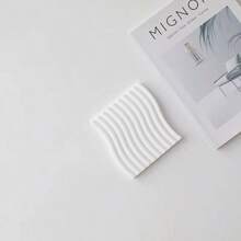 1pc Nordic Style White Minimalist Asymmetrical Gypsum Decorative Plate, Jewelry Holder, Home Decor Small Tray