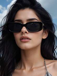 1 PC Small Rectangle Sunglasses Women Oval Vintage Brand Designer Square Sun Glasses For Women Shades Female Eyewear Anti-Glare UV400 For Women And Men, Suitable For Beach, Holiday And Casual Wear Fashion Glasses For Women Shades For Ladies Eyeglasses Fall Winter Outfits Beach Accessories Vintage Y2k Basics Business Casual Gifts