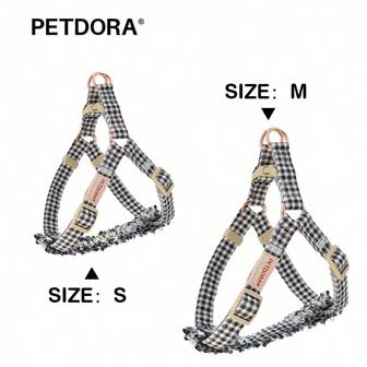 PETDORA Plaid Lace Dog/Cat Harness & Leash, Suitable For Poodle, Teddy And Other Pets