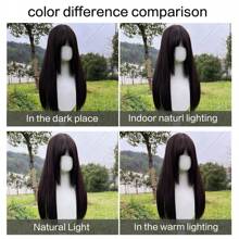 22 Inch High Level Long Straight Hair Synthetic Heat-Resistant Fiber Wig With Bangs For Women's Daily Party Christmas Wear