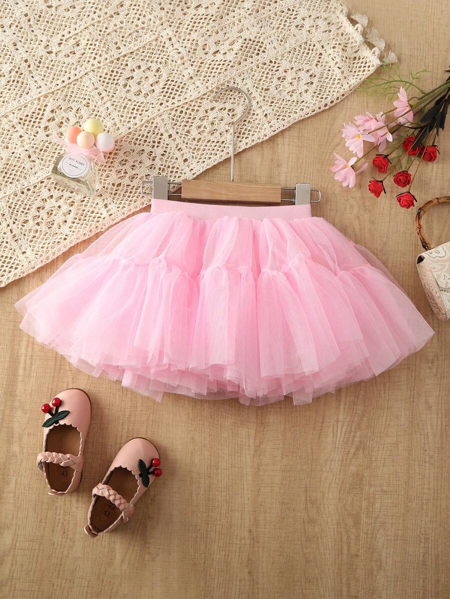 Young Girl Children Net Tutu Skirt, Cosplay, Ballet Dance Costume - Pink - View 1