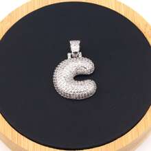 1入鑲嵌泡泡字母金鍍吊墜項鍊,26個字母供男女日常佩戴