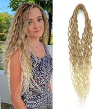 10 mechones de extensiones de rastas onduladas sintéticas de 24 pulgadas, extensiones de rastas de ganchillo onduladas 100% hechas a mano con doble extremo, de 0,6 cm de ancho, estilo hippie para mujer