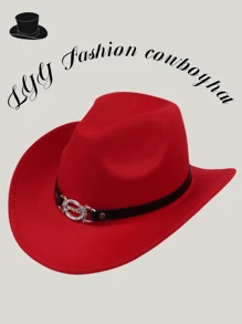 1pc Tie-Dye Letter Casual Bohemian Retro Vintage Elegant Cute Polyester Solid Color Western Cowboy Party Cap, Unisex Fedora Hat For Gathering, Festival, Outdoor Riding