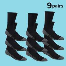 9 أزواج من الجوارب الرياضية الخارجية والكاجوال المختلطة باللون الأسود والأبيض والرمادي للرجال، تمتص الرطوبة وتجف بسرعة، قابلة للغسل بالغسالة، مريحة للارتداء في المنزل والمشي لمسافات طويلة والأنشطة الخارجية في جميع الفصول - متعدد الألوان - مشاهدة 5
