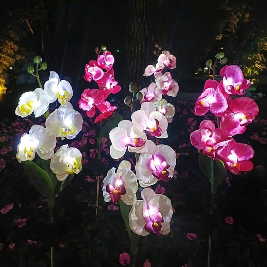 Luces solares para jardín a prueba agua, luces estaca para jardín,  a prueba de agua y duraderas, fáciles de instalar, adecuadas para senderos de jardín, aceras, césped, decoración de patios - SDD1328-Rosa - Ver 1