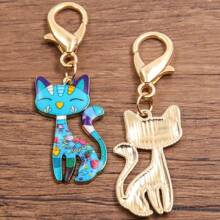 8pcs Classic Bohemian Style Flower Cat Keychain As A Gift For Cat Enthusiasts Suitable For Handheld Car Keychain Backpack Accessories Fashion Accessories Ideal For Daily And Party School Return Gifts - Lobster Hook Cat Pendant - View 3