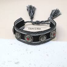 1 件朋克复古手工可调节手链，适合男女，适合节日、派对、旅行 - 黑色 - 查看 4