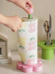 Paper Towel Holder, Paper Towel Holder Countertop For Kitchen Bedroom And Bathroom, Home Decor-(Tulip/Flower)1/2pcs - Pink - View 6