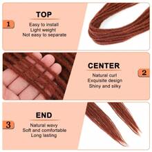Extensiones de rastas de 24 pulgadas con 10 hebras, rectas, delgadas de 0,6 cm, sintéticas hechas a mano, pelo reggae peinado para , suaves, para estilo hip-hop
