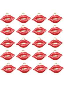 10 Pieces Alloy Red Lip Enamel Charms Pendants DIY Necklace Jewelry Accessories - Red - View 1
